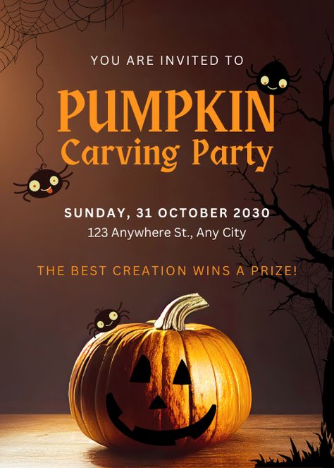 See more templates in my Canva portfolio 👉 https://www.canva.com/p/olegnik/ ⭐️ This design meets the following characteristics: halloween pumpkin pumpkin carving party invitation creative vintage retro carving Halloween Pumpkin Carving Party, Canva Portfolio, Invitation Creative, Pumpkin Carving Party Invitations, Party Invitations Templates, Portrait Template, Halloween Pumpkin Carving, Pumpkin Carving Party, Scary Pumpkin Carving