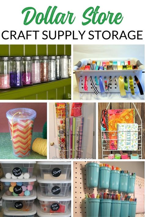 Organize Your Entire House With Dollar Store Items - Dollar Store Organizing - The Crazy Craft Lady Organizing Ideas Craft Supplies, Craft Supplies Organization Small Spaces, Cheap Craft Organization, Organizing Art Supplies Small Spaces, Craft Room Dollar Tree Organization, Dollar General Storage Ideas, Cheap Craft Storage Ideas, Dollar Tree Craft Supply Organization, Craft Organization Ideas Diy