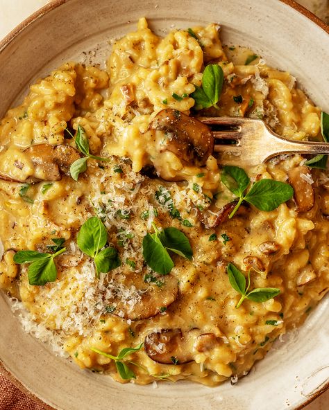 Mushroom-Taleggio Risotto Recipe Leek Risotto, Taleggio Cheese, Easy Risotto, Risotto Recipes Easy, Creamy Risotto, Leek Recipes, Dried Porcini Mushrooms, Tried And True Recipes, Risotto Recipe