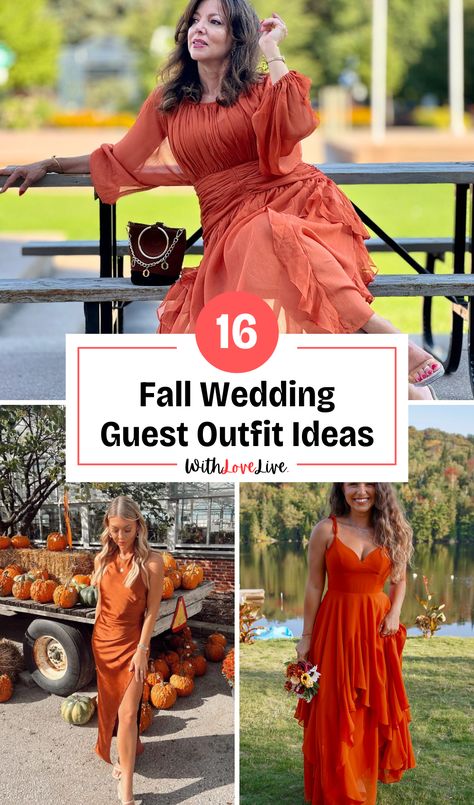 Embrace autumn elegance! 🍂✨ Discover stunning outfit ideas perfect for fall weddings. From cozy layers to vibrant colors, find the ideal look to celebrate love in style. Get inspired by our curated collection of fall wedding guest outfits. Don’t forget to save this pin for your next event! Autumn Guest Wedding Outfits, Maxi Dress Winter Outfit, Fall Wedding Guest Outfit, Casual Fall Wedding, Blue Fall Wedding, Fall Wedding Attire, Wedding Guest Outfit Ideas, Short Yellow Dress, Fall Wedding Outfits