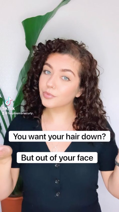 Short Curly Hair Pulled Back, Curly Hair Front Pieces, Hair Down But Out Of Face, Curl Routine, Front Pieces, Hair In A Bun, Wavy Hair Care, Pulled Back Hairstyles, Pixie Hair