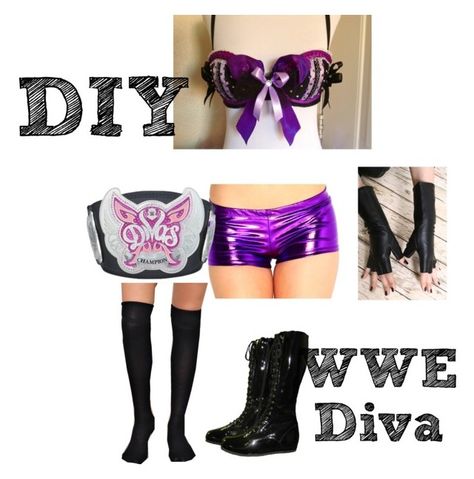 "DIY WWE Diva Halloween Costume" by demonica-slaughter ❤ liked on Polyvore Diy Wwe, Wwe Costumes, Wrestling Outfits, Wwe Outfits, Wwe Diva, Wrestling Gear, Costume Diy, Women's Wrestling, Wwe Womens