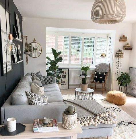 Rustic Farmhouse Living Room, Grey Sofa, Living Room Decor Ideas, Living Room Scandinavian, Room Decor Ideas, Living Room Decor Modern, Living Room Colors, New Living Room, Apartment Living Room