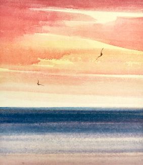 Painting On Canvas For Beginners, Painting Sunset, Canvas For Beginners, Watercolor Sky, Canvas Painting Ideas, Watercolor Paintings For Beginners, Watercolor Sunset, Watercolor Ocean, Watercolour Inspiration