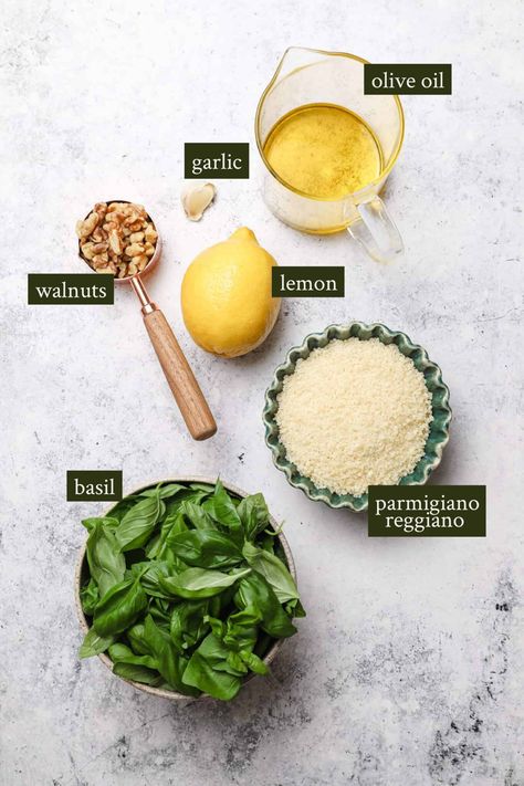 I make a lot of pesto, but my husband says this walnut pesto is the best he's ever had. It's got the classic basil flavor, but with toasted walnuts and an abundance of grated Parmesan cheese. Make-ahead and freezer-friendly, and can be used in everything from pasta and sandwiches to eggs and pizza! GF #wellseasonedstudio #walnutpesto #pesto #basilpesto #sauce #pestosauce Pesto Recipe With Walnuts Basil, Spinach Walnut Pesto, Pesto With Walnuts Recipes, Vegetarian Pastas, Walnut Pesto Recipe, Acid Reflux Friendly Recipes, Basil Walnut Pesto, Scape Pesto, Garlic Scape Pesto