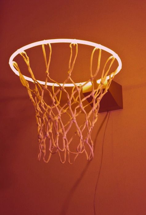 Orange Aesthetic Basketball, Orange Basketball Aesthetic, Hoops Aesthetic, Orange Basket, Basketball Tattoos, Orange Basketball, Basketball Decorations, Stadium Lighting, Boy Bedroom Design