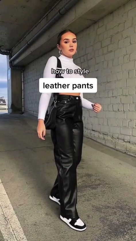 Leather Jeans Outfit, Leather Pants Outfit Night, Black Leather Pants Outfit, How To Style Leather Pants, Leather Trousers Outfit, Outfit Nero, Leather Pants Style, Outfits Leggins, Style Leather Jacket