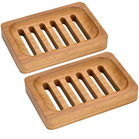 PRICES MAY VARY. ✅【WATERPROOF MATERIAL】: The Wooden soap dish is made from high quality teak wood. Teak is known for its durability and resistance to moisture. This ensures that the dish will endure daily use and remain in excellent condition over time. ✅【AUTOMATIC DRAINAGE】：This wood soap dish size is suitable for many different shapes of soap. It has hollow spaces to allow drainage and prevent the soap from getting soggy. This makes it a practical choice for everyday use,It is also a stylish a Draining Soap Dish, Wood Soap Dish, Wooden Soap Dish, Minimalism Design, Bar Soap Holder, Bathroom Counters, Wooden Bathroom, Kitchen Soap, Accessories Holder