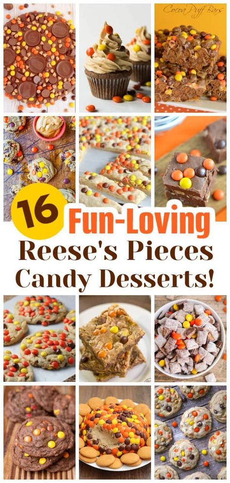 You'll be tempted to dive into a world of scrumptious flavors as we unveil a mouthwatering collection of 16 Reese's Pieces Candy Desserts that will brighten up any celebration. Elevate dessert time and bring joy to your taste buds with these irresistible recipes perfect for a fun party or a comforting night in. Are you ready to satisfy your sweet tooth? Reese Dessert Recipes, Reeses Recipe, Desserts With Reeses, Reese’s Pieces Recipes, Reeces Pieces Recipes, Reese Pieces Dessert, Reeses Pieces Dessert Recipes, Reese’s Recipes, Reese’s Desert