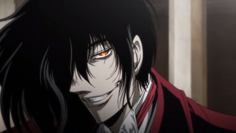 Alucard smile 2 Hellsing Ultimate Anime, Alucard Hellsing, Hellsing Alucard, Vlad The Impaler, Chihiro Y Haku, Vampire Boy, Tv Tropes, Red Eyes, Ship Art