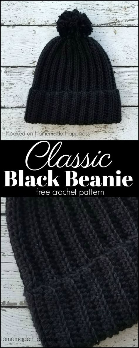 black beanie crochet pattern Black Beanie Crochet, Beanie Crochet Pattern, Hat Patterns Free, Mode Crochet, Crochet Knit Hat, Beanie Crochet, Crochet Beanie Hat, Crochet Beanie Pattern, Haken Baby