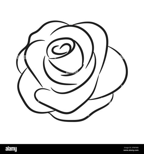 Drawn Roses Simple, Simple Rose Line Drawing, Outline Art Flower, Rose Flower Drawing Simple, Simple Rose Drawing Outline, Rose Doodle Simple, Outline Of Rose, Simple Rose Outline, Roses Doodle