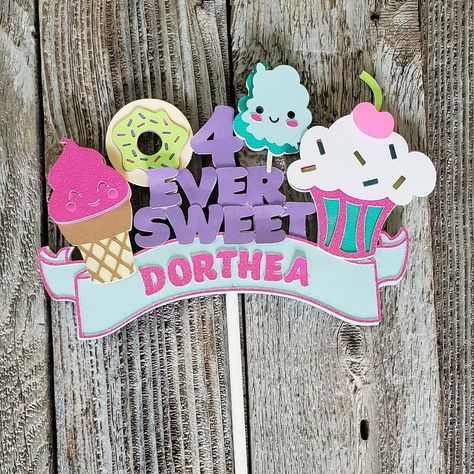 Four Ever Sweet, Ice Cream Party Theme, Birthday Quotes For Daughter, Cake Templates, Candy Birthday Party, Cake Banner Topper, Birthday Blessings, Sweet Cake, Party Kits