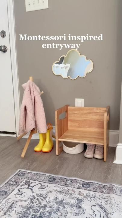 Angelica Williams on TikTok Montessori Get Ready Station, Toddler Get Ready Station, Toddler Self Care Station, Montessori Entryway, Montessori Toddler Rooms, Slow Parenting, Montessori Infant Room, Montessori Nursery, Luna Girl