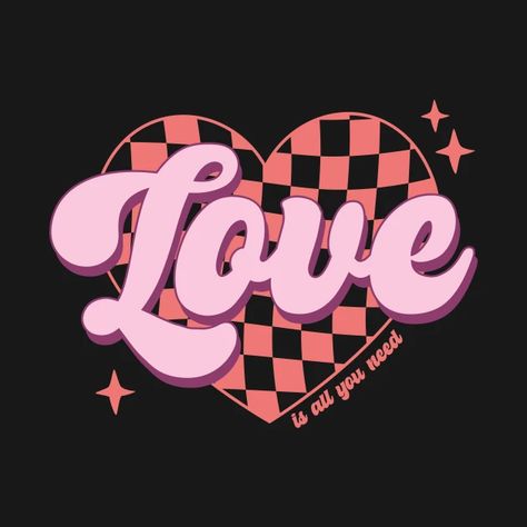 Valentines Day Logo Design, Groovy Valentines Wallpaper, T Shirt Aesthetic Design, Groovy Tshirt Design, Retro T Shirt Designs, Love Shirt Design, Card For New Year, New Year Card Ideas, Heart Shirt Design