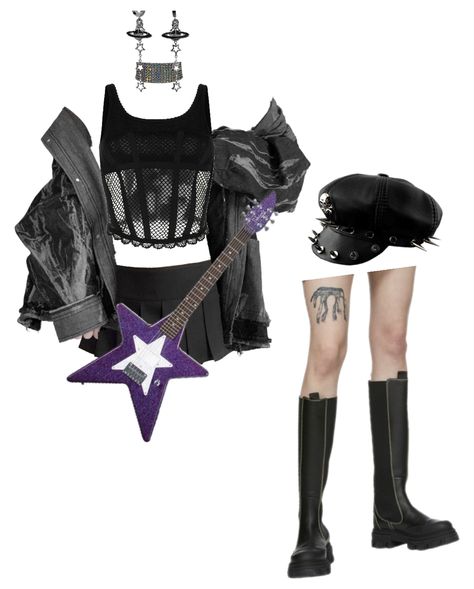 Emo Stage Outfits, Lagoona Outfit Inspiration, Pop Star Aesthetic Fashion, Singer Dr Concert Outfits, Popstar Aesthetic Outfits, Punk Princess Outfits, Rockstar Outfits For Women, Pop Star Outfit Ideas, Pop Star Fashion