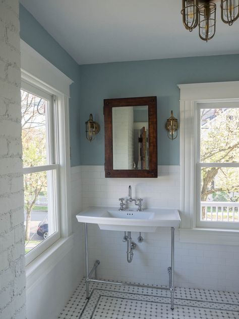 Light Blue Vintage Bathroom, 1910 Bathroom Ideas, 1910 Decor, 1910 House Decor, 1920 Bathroom 1920s Style, Blue Tile Bathroom Vintage, 1920s Bathroom Original, 1920s Bathroom Remodel, 1910 Bathroom