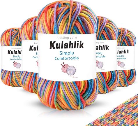 Amazon.com: Kulahlik 250g(5x50g) Acrylic Yarn for Crochet/Knitting, Colorful Gradient Yarn Thread, 5 Rolls Skeins, Perfect for Any Knitting Crochet and Crafts Mini Project : Everything Else Yarn For Crochet, 100 Crochet Stitches, Mini Project, Colorful Gradient, Gradient Yarns, Yarn Thread, Crochet Knitting, Knitting Crochet, Acrylic Yarn