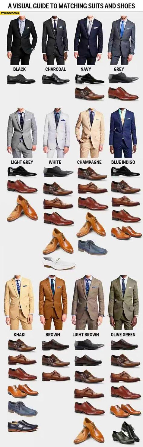 A visual guide to matching suits and shoes colors for men infographic Suits And Ties, Style Chart, Suit Shoes, Man Ray, Sharp Dressed Man, Men Style Tips, Suit Style, Wedding Suits Men, Men's Suits