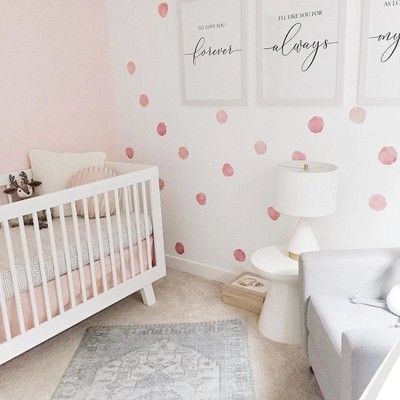 Neutral Nursery Colors, Polka Dot Wall Decals, Polka Dot Walls, Toddler Girl Room, Girl Nursery Room, Baby Room Design, Nursery Baby Room, Toddler Bedrooms