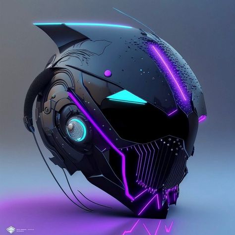 Cyberpunk Biker Helmet, Cool Bike Helmets, Purple Bike, Tmax Yamaha, Motorcycle Helmet Design, Harley Davidson Tattoos, Biker Helmets, Futuristic Helmet, Helmet Concept