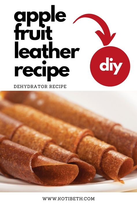 How to make apple fruit leather. Use unsweetened applesauce to make this recipe no sugar for a healthy snack for kids or adults. Make apple recipe roll ups in the dehydrator or in the oven. Make DIY dehydrated apple fruit leather recipe oven or dehydrator. Homemade apple fruit leather is easy to make, and it tastes better than store bought! #fruitleather #apple #dehydrator Fruit Leather Recipe Oven, Apple Fruit Leather Recipe, Dehydrated Apples Recipe, Fruit Leather Recipe Dehydrator, Fruit Leather Dehydrator, Kefir Water, All Natural Home, Homemade Fruit Leather, Snacks Diy