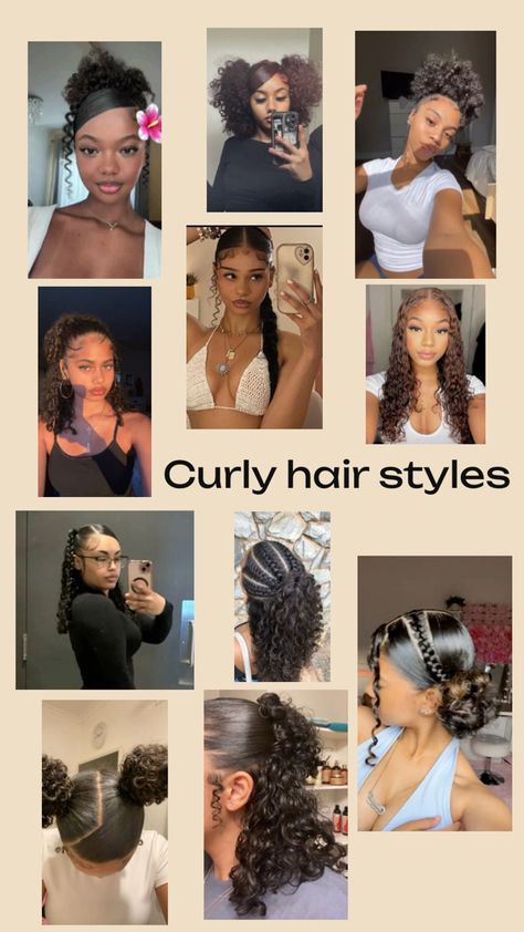 Curly Braided Hairstyles, Quick Curly Hairstyles, Really Curly Hair, Curly Hair Care Routine, Mixed Curly Hair, Easy Hairstyles For Thick Hair, Quick Natural Hair Styles, Cute Curly Hairstyles, Dyed Hair Inspiration