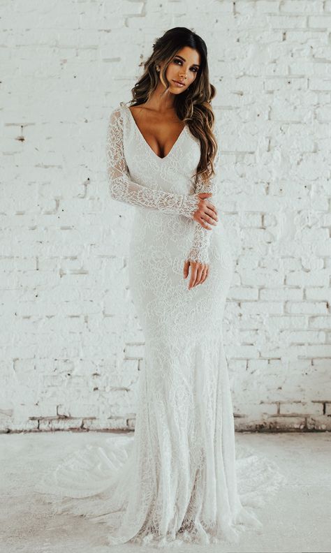 Tight Wedding Dress, Katie May, Dress Luxury, Backless Wedding, Wedding Hair Down, Lace Mermaid, Dresses Ideas, Dress Inspo, Long Sleeve Wedding