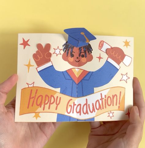 Happy Graduation! This downloadable includes a pop-up card template that can be printed at home and customized to your liking to celebrate your graduate and congratulate them. Includes a series of characters in different hairstyles and skin tones to best represent your graduate. Includes instructions. Diy Congratulations Card, Happy Graduation Card, Congratulations Card Graduation, Pop Up Card Templates, Graduation Greetings, Paper Engineering, Happy Graduation, Graduation Card, Congratulations Graduate