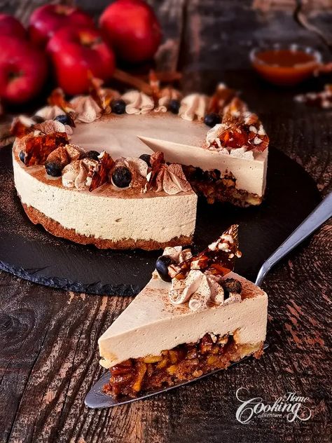 This Apple Pecan Caramel Mousse Cake is a delightful treat bursting with autumn flavors. Caramel Mousse Cake, Mousse Cake Recipes, Impressive Thanksgiving Desserts, Best Apple Cake, Mousse Desserts, Best Apple Recipes, Caramel Mousse, Fall Deserts, Cold Deserts