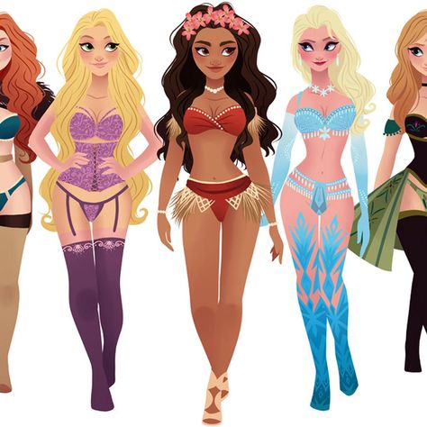 Disney: Oh là là: Disney-Heldinnen als Victoria’s Secret-Engel Disney Lingerie, Adventure Time Crafts, Small Girly Tattoos, Drawing Female Body, Alternative Disney, Natural Hair Art, Disney Princess Modern, Boss Wallpaper, Disney Crossovers