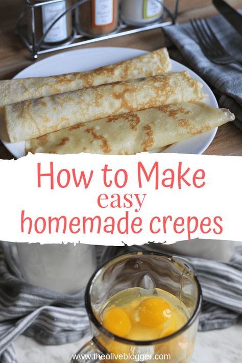 Easy Homemade Crepes - a simple recipe that you can use for breakfast, dinner or dessert crepes! #crepes #easycrepes #breakfastrecipes Dessert Crepes, Homemade Crepes, Easy Crepe Recipe, Crepe Recipe, Desert Ideas, Cocoa Cake, Sweet Crepes, How To Make Crepe, Savory Crepes