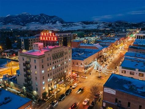 Downtown Bozeman, Montana Bozeman Montana Aesthetic, Downtown Bozeman Montana, Boseman Montana, Montana Christmas, Montana Aesthetic, Architecture Studies, Montana Summer, Western Things, Montana State University