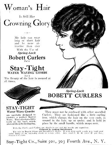 An advertisement showing combs and curlers to make marcel waves. Marcel Waves, 1930s Hair, Finger Wave Hair, Waves Tutorial, 1920s Hair, Finger Waves, Pin Curls, Retro Waves, Retro Hairstyles