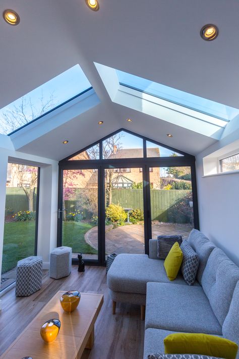 Sun Roofs Ceilings Kitchen, Conservatory Into A Room, Conservatory Window Ideas, Floor To Roof Windows, Conservatory Replacement Ideas, Small Extension Ideas Rear Interior, Glass Link Between House And Garage, Ceiling Window Roof, Conservatory Room Ideas