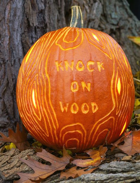 "Knock on Wood" Pumpkin Creative Pumpkin Carving Ideas, Free Pumpkin Carving Stencils, Diy Pumpkin Carving, Printable Pumpkin Stencils, Pumpkin Carving Stencils Free, Pumpkin Stencils Free, Pumpkin Carving Stencils, Carving Stencils, Halloween Decor Diy