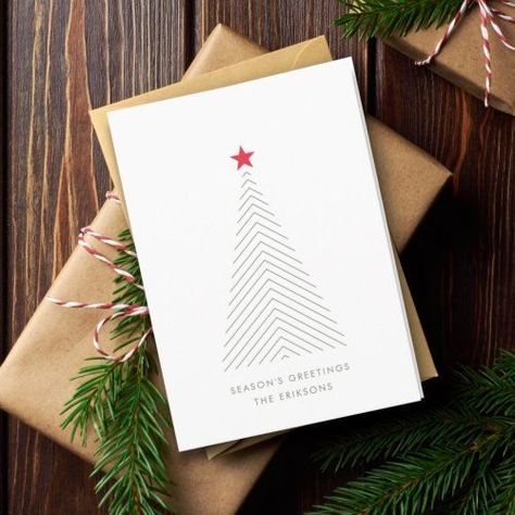 Minimal Christmas Tree | Red Star Clean Simple for $3.97 - Christmas Party Invitations Christmas Tree Minimalist, Minimal Christmas Tree, Scandinavian Christmas Tree, Scandinavian Christmas Trees, Simple Holiday Cards, Christmas Tree Red, Minimalist Christmas Tree, Christmas Tree Star, Minimal Christmas