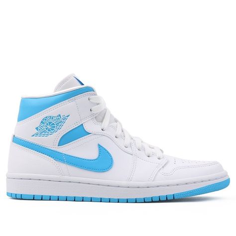 Air Jordan 1 Mid Unc, Jordan 1 Mid Unc, Air Jordan 1 Mid White, Nike Jordan 1 Mid, Wmns Air Jordan 1, Flight Club, Womens Air Jordans, Limited Edition Sneakers, Cute Nike Shoes