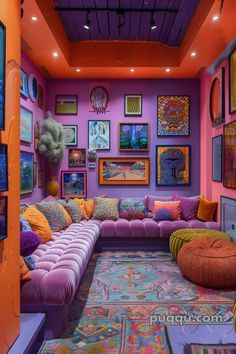 80s Maximalism Interior, 80s Neon Bedroom, Neon Retro Aesthetic Room, Synthwave Living Room, 80s Room Aesthetic Neon, Retro Room Decor 80s Neon, Maximalism Interior, Live Colorfully, Cozy Room