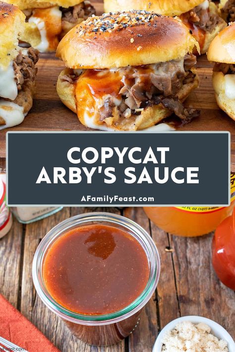 Copycat Arby's Sauce - A Family Feast Arbys Recipes, Copycat Arbys, Arbys Sauce, Arby's Sauce Copycat, Arbys Sauce Recipe, Arbys Roast Beef Sandwich, Arby's Sauce, Diy Condiments, Food Sauces