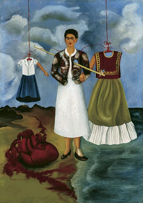 Frida Kahlo referente estilo moda...Combinó lo caro y lo barato y mezcló estilos con maestría. “Kahlo, de forma instintiva y autodidacta, sentó las bases de la moda contemporánea”, apunta Martínez Vidal, “fue una loca del vintage en un momento en el que era considerado como algo sucio y viejo; supo combinar prendas caras con otras más económicas y mezcló todo tipo de estilos. Conjuntaba sus trajes de oaxaqueña con encajes, puñetas españolas y tafetanes europeos heredados de la familia de su padr Diego Rivera Frida Kahlo, Frida Kahlo Paintings, Frida Kahlo Portraits, Kahlo Paintings, Frida And Diego, Figurative Kunst, Frida Art, Frida Kahlo Art, Max Ernst