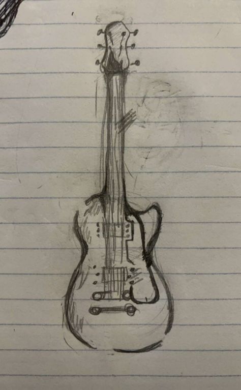 Drawing Inspo Skeleton, Drawings On Homework, Aestetic Draw Idea, Art Drawings Ideas Creative Sketchbooks, Electric Guitar Doodle, Sick Drawings Sketches, Ink Sketches Simple, Easy Aesthetic Sketches, Guitar Drawing Aesthetic