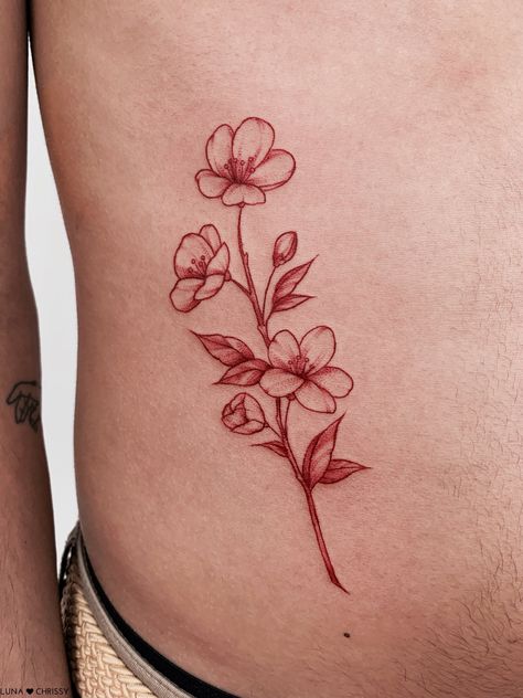 Chrissy 💉🌹 on Twitter: "Red ink cherry blossom I tattooed the other day 💉♥️… " Tattoo Red Ink, Red Flower Tattoos, Tattoo Red, Red Tattoo, Red Ink Tattoos, Red Tattoos, Blossom Tattoo, Cherry Blossom Tattoo, Dainty Tattoos