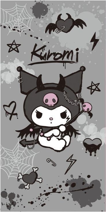 Goth Hello Kitty Wallpaper, Kuromi Dark Wallpaper, Kuromi Aesthetic Wallpaper Dark, Kuromi Wallpaper Black, Kuromi Phone Wallpaper, Dark Hello Kitty Wallpaper, Goth Hello Kitty Aesthetic, Goth Kuromi, Kuromi Black