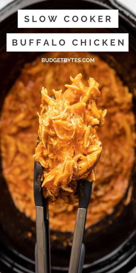 Buffalo Chicken Recipe, Slow Cooker Buffalo Chicken, Homemade Ranch Seasoning, Buffalo Chicken Sandwiches, Crockpot Ideas, Slow Cooked Chicken, Budget Bytes, Homemade Ranch, Chicken Slow Cooker Recipes