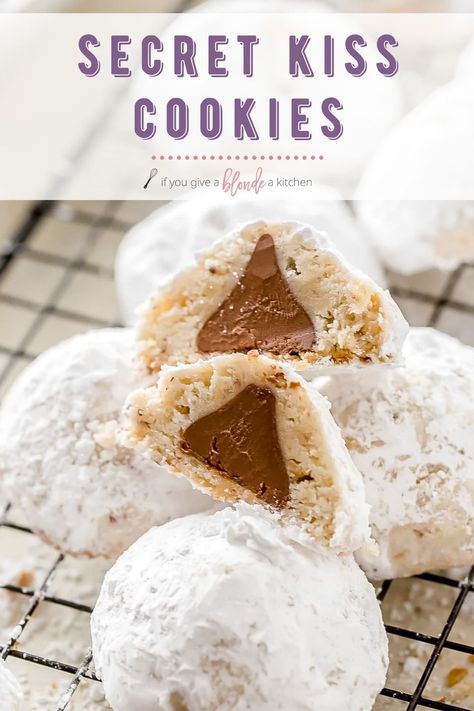 Hidden Hershey Kiss Cookies, Secret Kiss Cookie Recipe, Hidden Treasure Cookies, Hidden Kiss Cookies, Kismet Cookies, Secret Kiss Cookies, Holiday Dessert Drinks, Kiss Cookies Recipe, Kiss Cookie