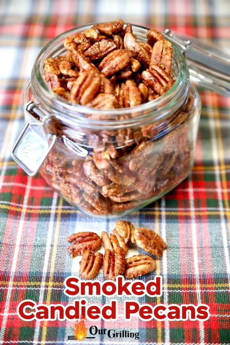 Smoked Candied Pecans are so delicious that you will probably want to go ahead and make a double batch. Add them to any snack board or chop them up and serve over salads and even ice cream. The pellet grill gives them just a hint of smoke flavor that compliments the sweet and salty pecans. Smoked Pecans, Awesome Appetizers, Candied Almonds, Traeger Recipes, Food Blogging, Snack Board, Candied Nuts, Candied Pecans, Pellet Grill