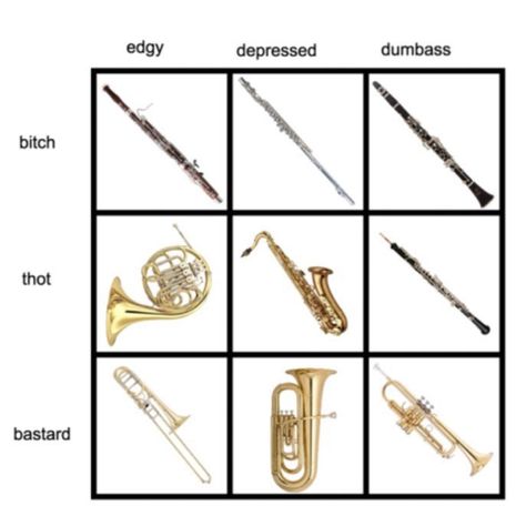 I’m an edgy bastard bcs I play the best instrument of all... the trombone Funny Band Jokes, Musician Jokes, Marching Band Jokes, Music Memes Funny, Marching Band Memes, Band Problems, Musician Humor, Marching Band Humor, Band Jokes