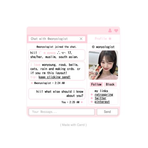 Carrd Template Free, Carrds Inspo Pink, Carrd Inspo Template Free, Carrd Fonts, Aesthetic Id Card Template, Webcore Template, Pink Png Aesthetic, Carrd Co Theme Pink, Carrd Inspo Pink