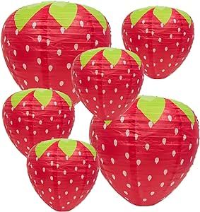 6pcs Strawberry Paper Lantern, Fruit Themed Strawberry Shortcake Party Supplies Cute Hanging Ornaments Room Decor Hungry Caterpillar Party Decorations Backdrop for Birthday Wedding Strawberry Shortcake Party Supplies, Strawberry Paper, Hungry Caterpillar Party, Strawberry Shortcake Party, Candle Sticks Wedding, Fairy Garden Party, Strawberry Baby, Strawberry Decorations, Lantern Candle Decor